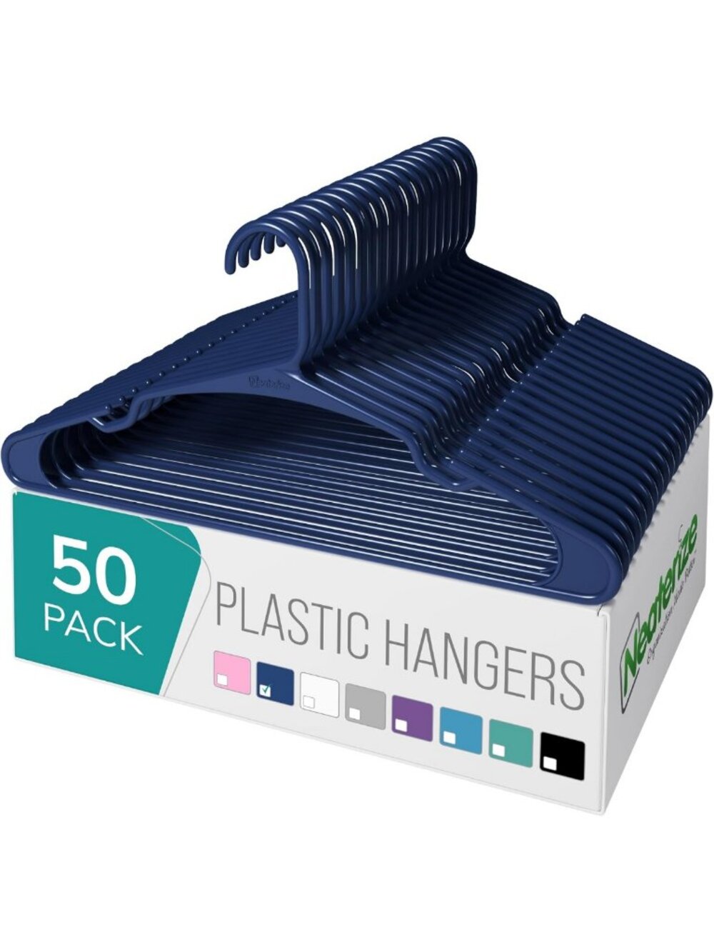 Space-Saving Plastic Clothes Hangers - 50 Pack for Adults, Perfect for Closets